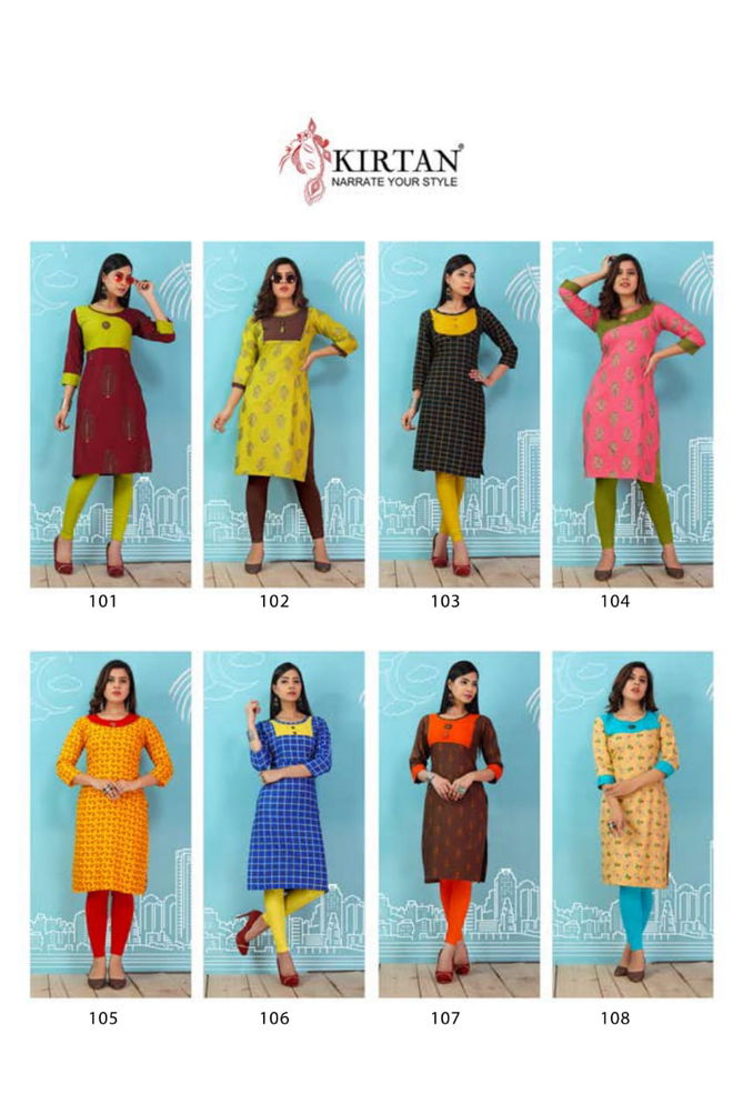 Kirtan Patang Rayon Printed Running Wear Kurti Wholesaler